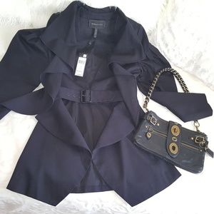 BCBC MAXAZRIA Black High Low Unique Belted Jacket